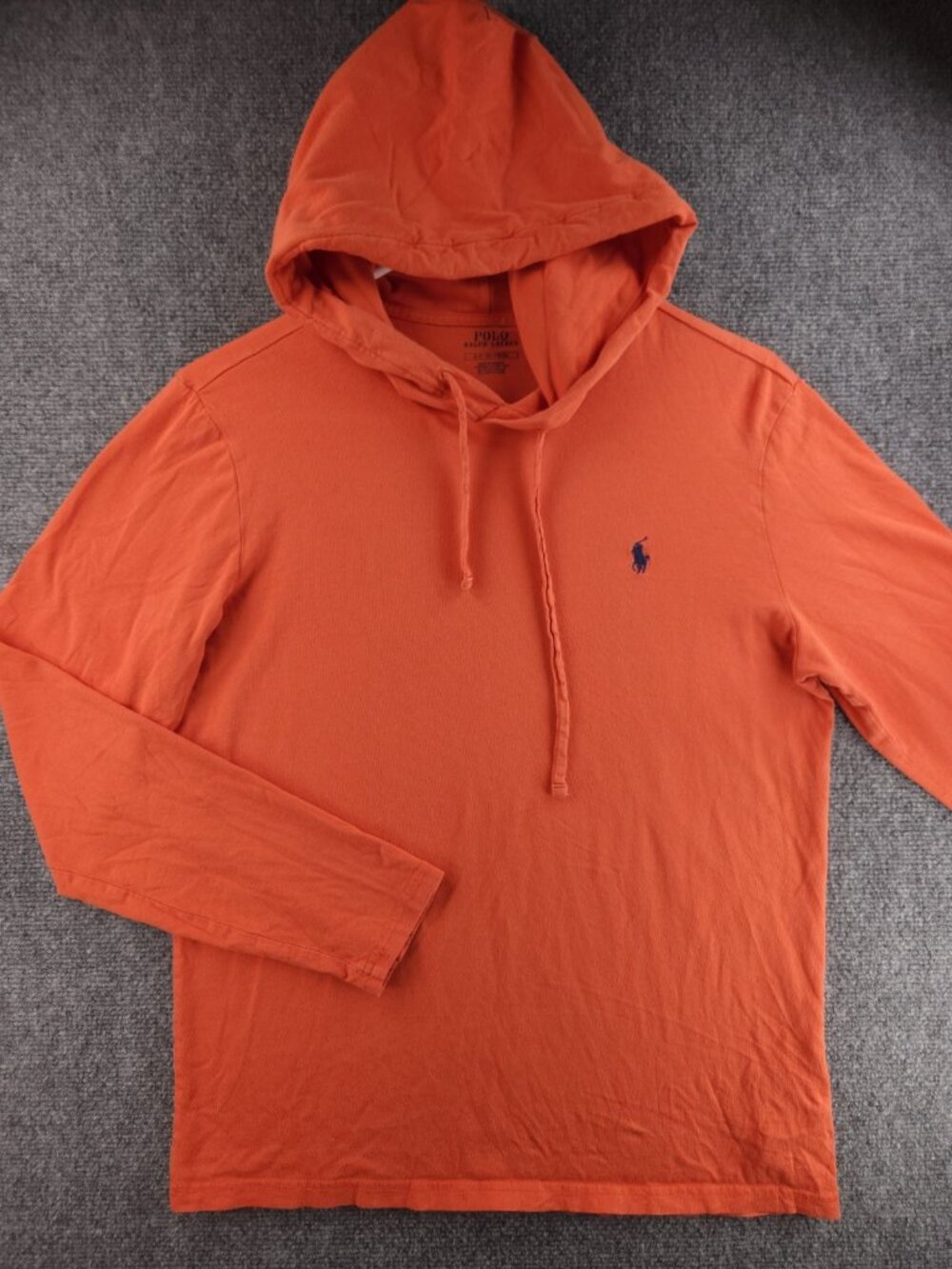 Polo Ralph Lauren Lightweight Hoodie Small Knit Hooded Orange Men Pullover
